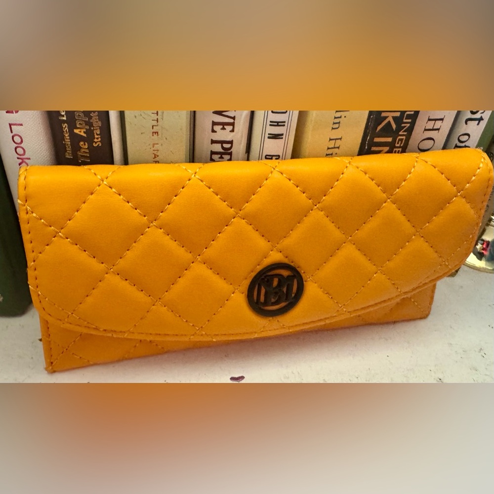 Badgley Mischka Quilted Yellow Wallet Euc